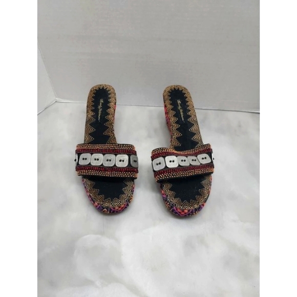 Beverly Feldman  Colorful Wedge Slide Sandals Size 9M - Picture 4 of 9